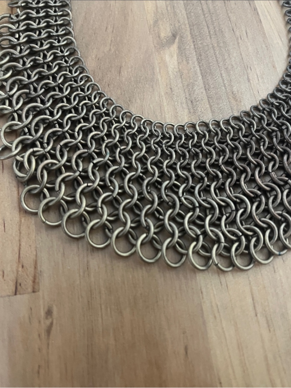 Statement Chainmail Bib Necklace - Gold Tone - Picture 2 of 3